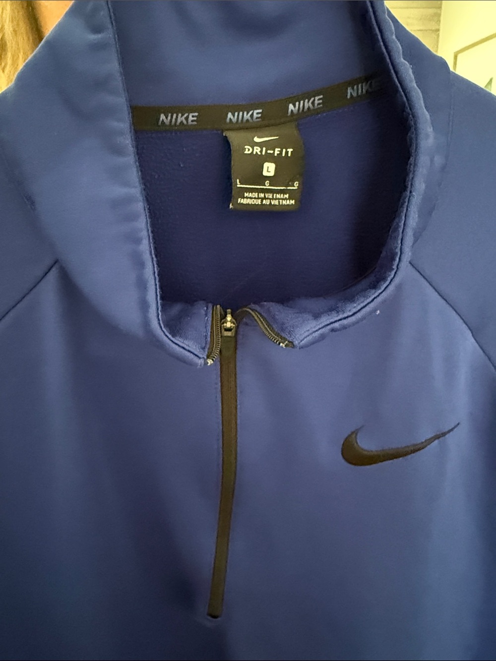 Nike Men’s Dri-FIT Half-Zip Jacket — Royal Blue with Black Swoosh